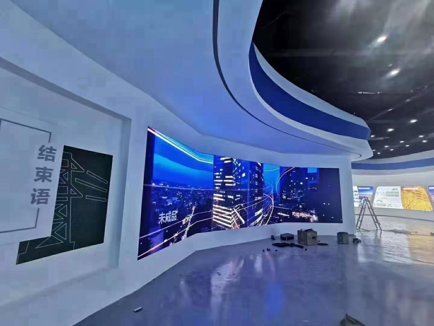 高新科技展厅内弧形室内小间距全彩LED显示屏案